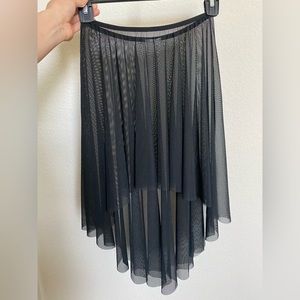 Black mesh high-low dance skirt